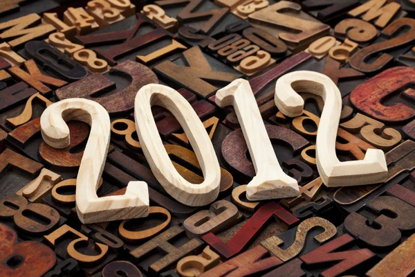 Year of 2012 in letterpress type — Stock Photo, Image