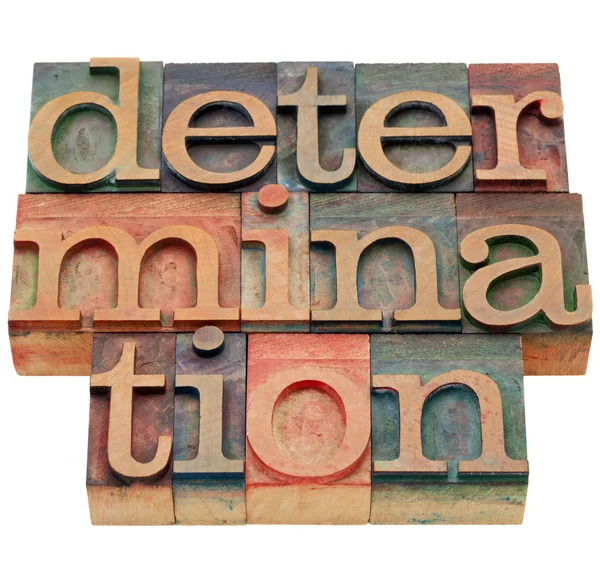 Determination word in letterpress type — Stock Photo, Image