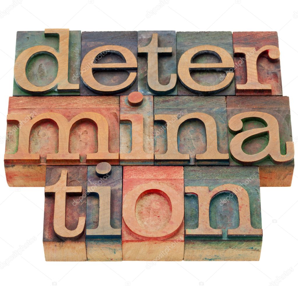 Determination word in letterpress type