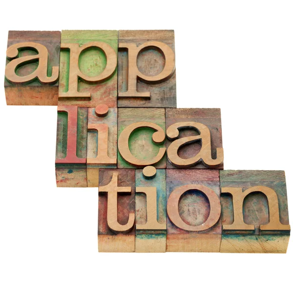 Application in letterpress type — Stock Photo, Image