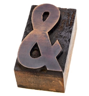 Ampersand in letterpress type clipart