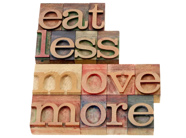 Weniger essen, mehr bewegen — Stockfoto