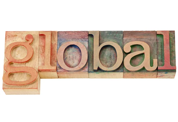 Global word in letterpress type — Stock Photo, Image