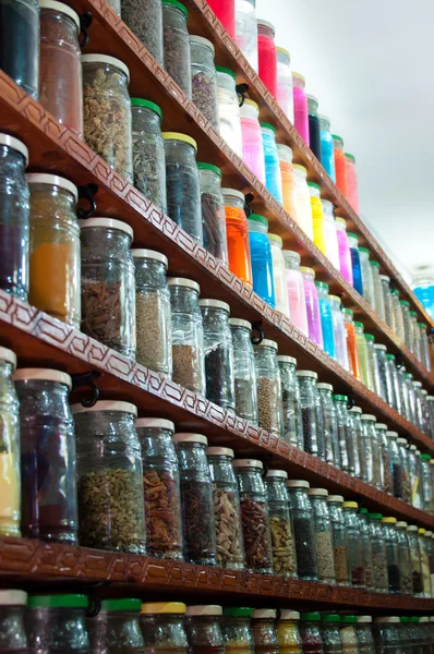 stock image Herbs And Powders In A Moroccan Spice Shop