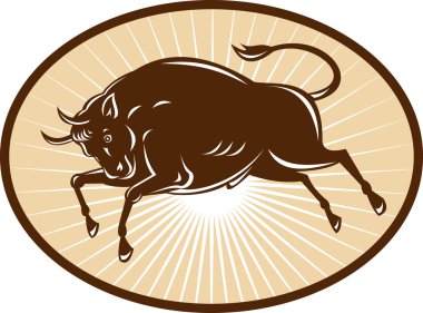 Texas Longhorn Bull attacking clipart