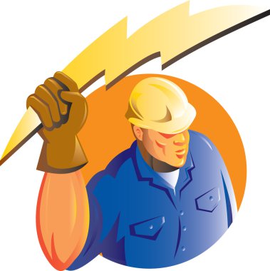 Construction worker electrician lightning bolt clipart