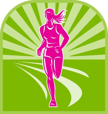 Female marathon runner front view clipart