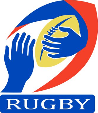 Rugby ball hand holding clipart