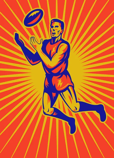 Zasady Aussie gracz skoki łapania piłki — Zdjęcie stockowe