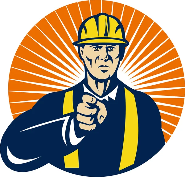 Trabalhador da construção apontando para você — Fotografia de Stock