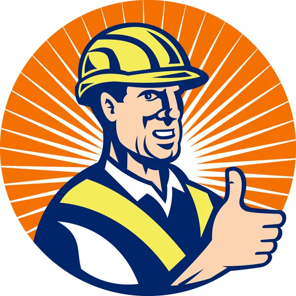 建筑工人竖起大拇指 — 图库照片