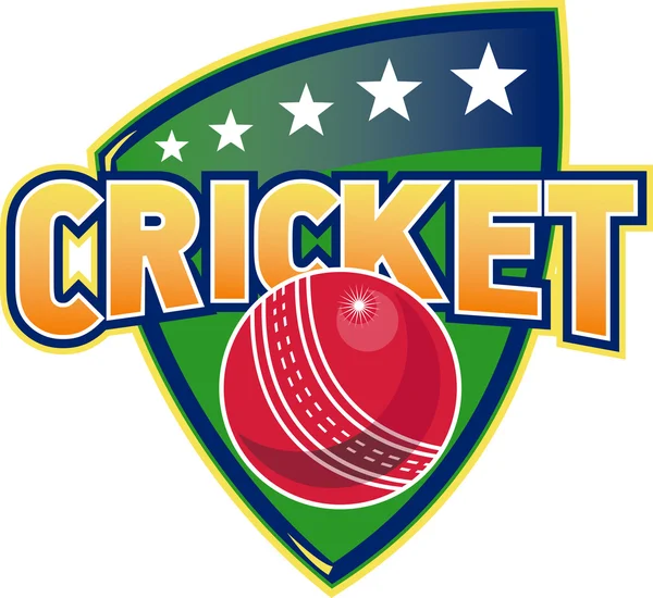 Cricket sport bollen stjärnor sköld — Stockfoto