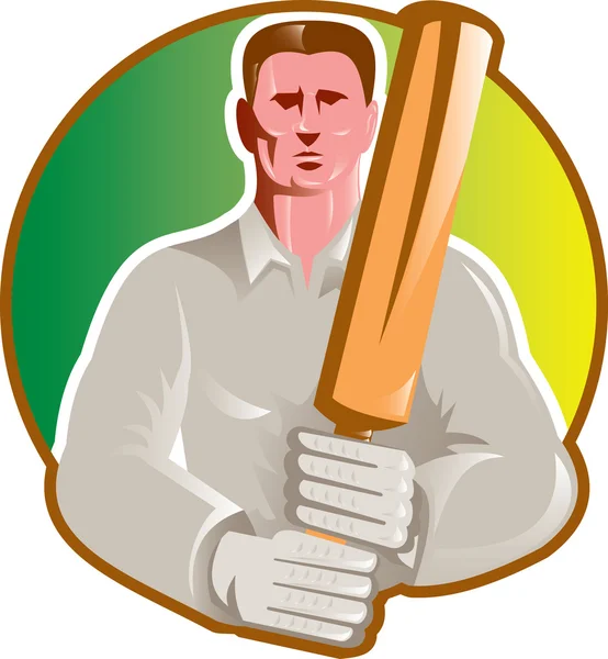 Cricket player batsman with bat front view — Stock Photo, Image