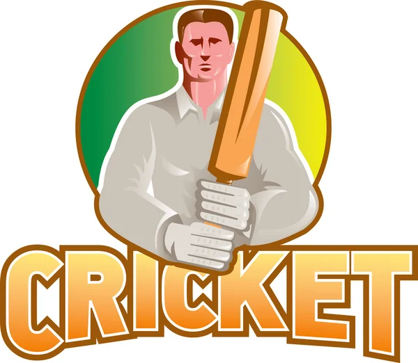 Cricket spelaren slagman med bat framifrån — Stockfoto