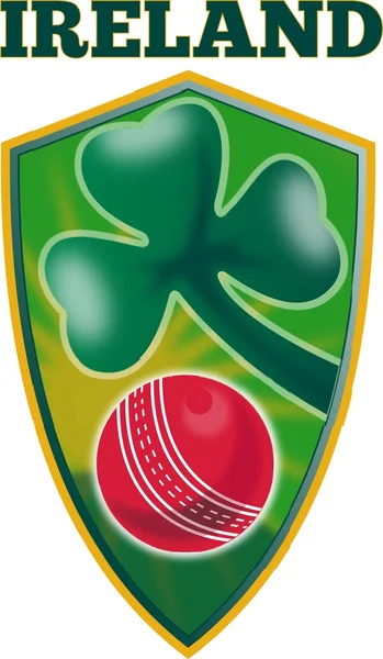 Cricket boll shamrock Irland sköld — Stockfoto
