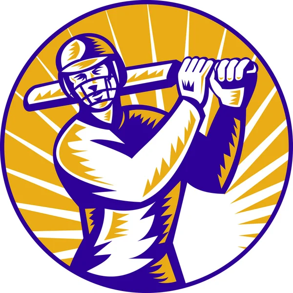 Cricket sports batsman batting retro — Stock Photo, Image