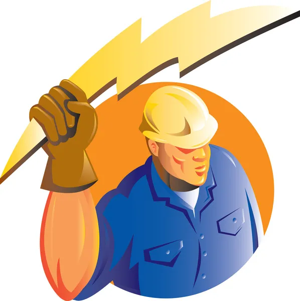 Construction worker electrician lightning bolt — Stock Photo, Image