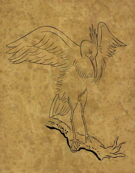 Heron kran på trädgren — Stockfoto