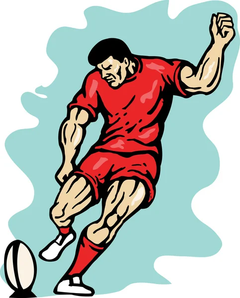 Rugby player kicking the ball — Stock Photo, Image