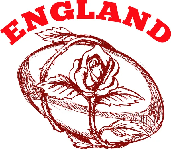 England rugby ball with English rose flower — Stock Photo, Image
