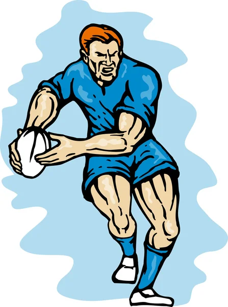 Giocatore di rugby che corre passando la palla — Foto Stock