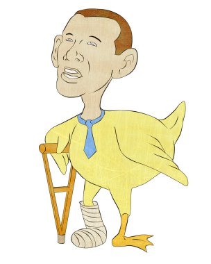 African american lame duck with crutch clipart