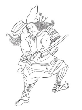 katana Kılıç dövüşü duruşu ile samuray savaşçı