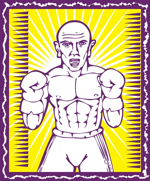 Boxer s Boxerské rukavice pózuje uvnitř rámečku — Stock fotografie