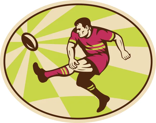 Gracz rugby, kopiąc piłkę — Zdjęcie stockowe