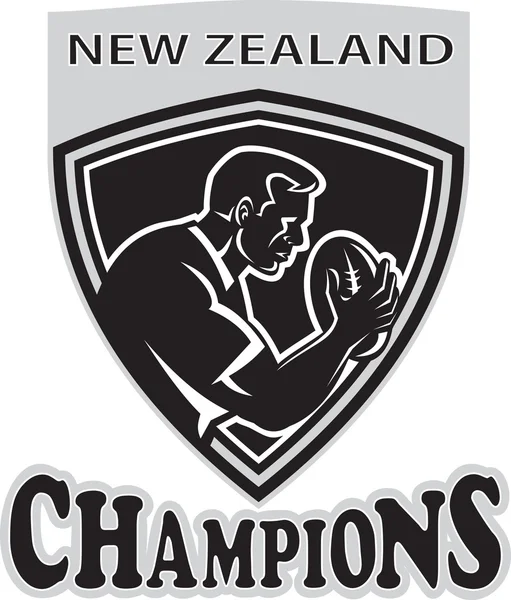 Rugby spelare Nya Zeeland champions sköld — Stockfoto