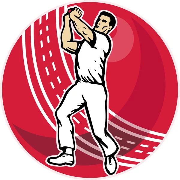 Cricket bowler bowlingbal — Stockfoto
