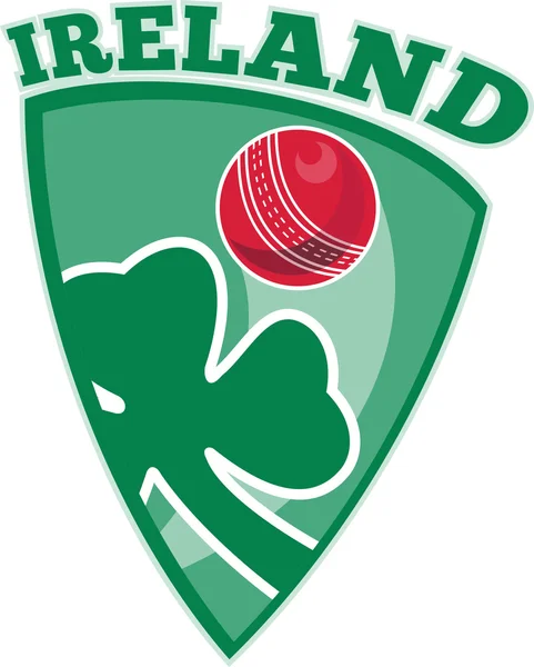 Cricket ball shamrock Ireland shield — Stock Photo, Image