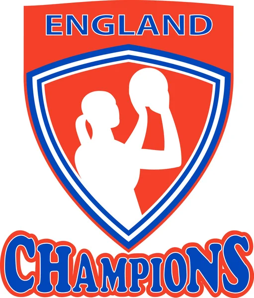 Netball shooter champions England shield — Stock Photo, Image