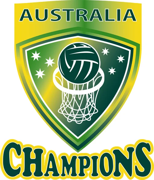 Netball bollen hoop champions Australien sköld — Stockfoto