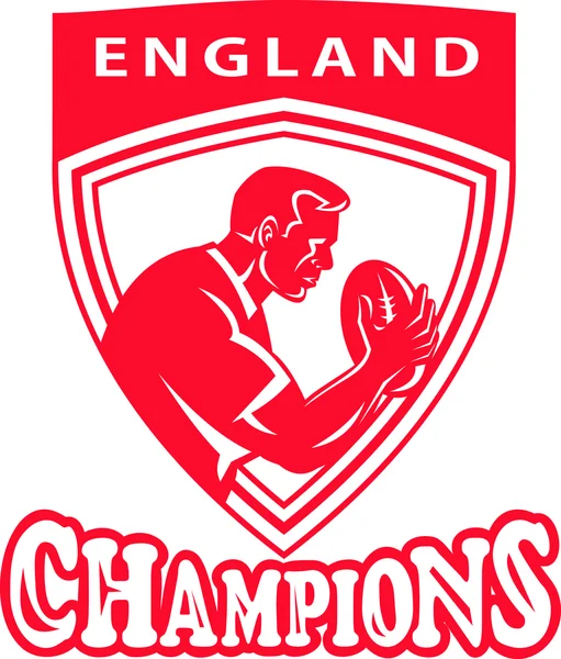 Rugby jogador Inglaterra escudo dos campeões — Fotografia de Stock