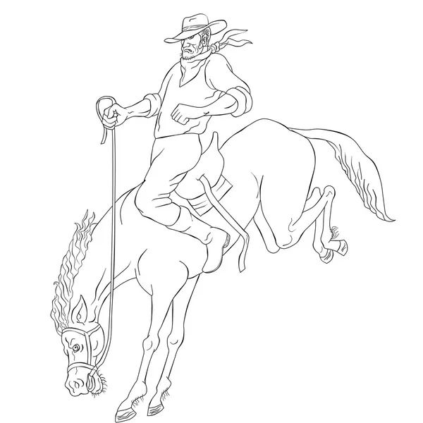 Rodeo cowboy equitação bucking cavalo bronco — Fotografia de Stock