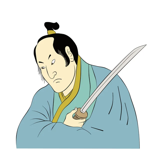 Katana Kılıç dövüşü duruşu ile samuray savaşçı — Stok fotoğraf