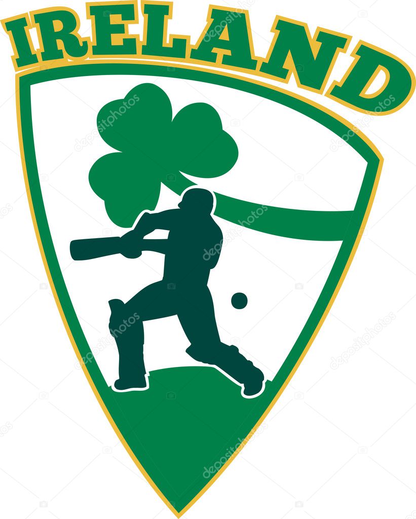cricket ball shamrock Ireland shield Stock Photo - Alamy