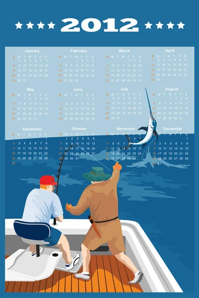 Poster takvim 2012 mavi marlin balığı balıkçılık — Stok fotoğraf