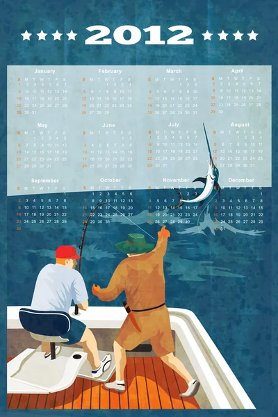 Rybaření plakát Kalendář 2012 marlínů modrých ryb — Stock fotografie