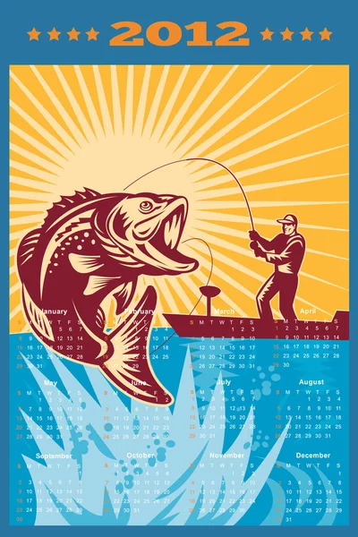 Poster takvim 2012 çipura bas balıkçılık — Stok fotoğraf