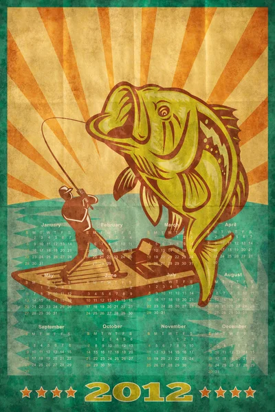 Fischerei Poster Kalender 2012 Großmaulbarsch — Stockfoto