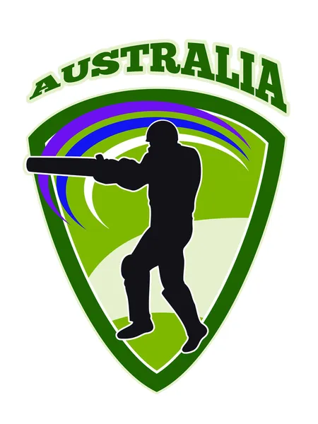 Kriket oyuncusu topa vuran oyuncu Retro Avustralya vuruş — Stok fotoğraf