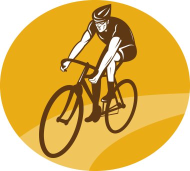 Cyclist riding racing bike clipart