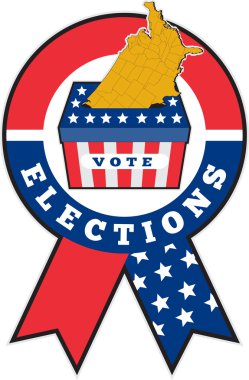 American election ballot box map of USA ribbon clipart