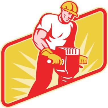 Construction Worker Drilling with Jack Hammer clipart