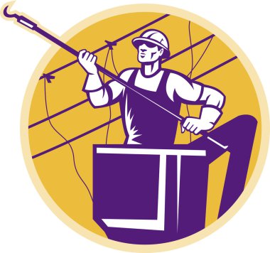 Lineworker Power Lineman With Hook clipart