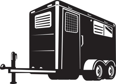 Horse trailer viewed from low angle clipart