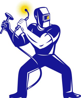 Welder welding holding up equipment clipart