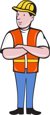 Construction worker with arms folded clipart